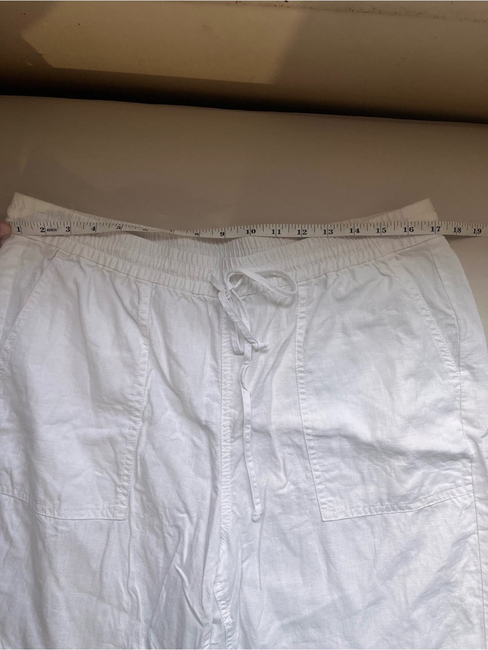 J. Crew White Linen Lyocell Drawstring Pants Large Beachy - Picture 9 of 11